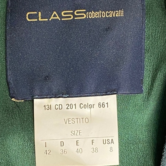 CLASS ROBERTO CAVALLI Office Siren Snake Charm Designer Italian Green Dress 8 - Picture 13 of 16